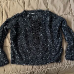 Cozy Black Lace-Up Sweater for Women